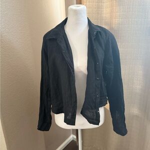 Joie crop black linen button down over shirt jacket